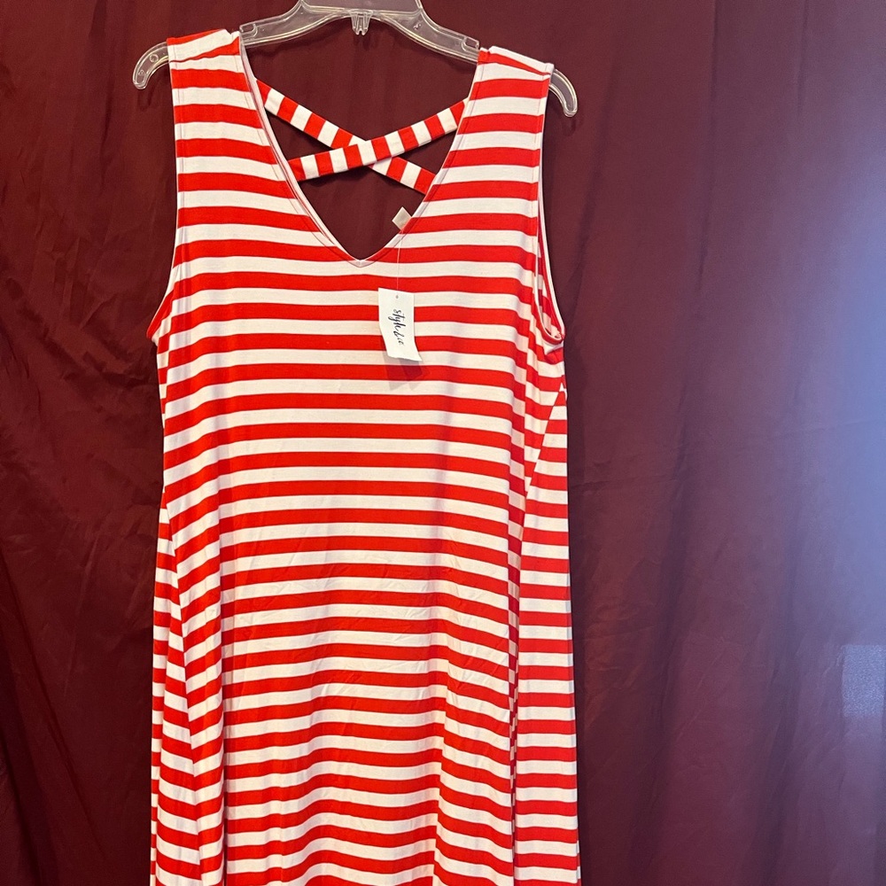 Red and white tank dress